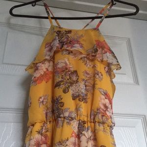 Long, floral, yellow dress. Only worn once!